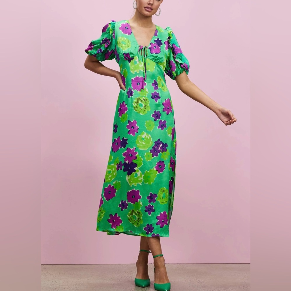Topshop graphic floral midi angel sleeve dress | NWT Size: S